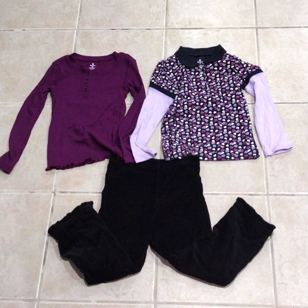 Old Navy & Okie-Dokie | Set of 3 - 2 Long Sleeves Shirts & a Black Pants size 5T